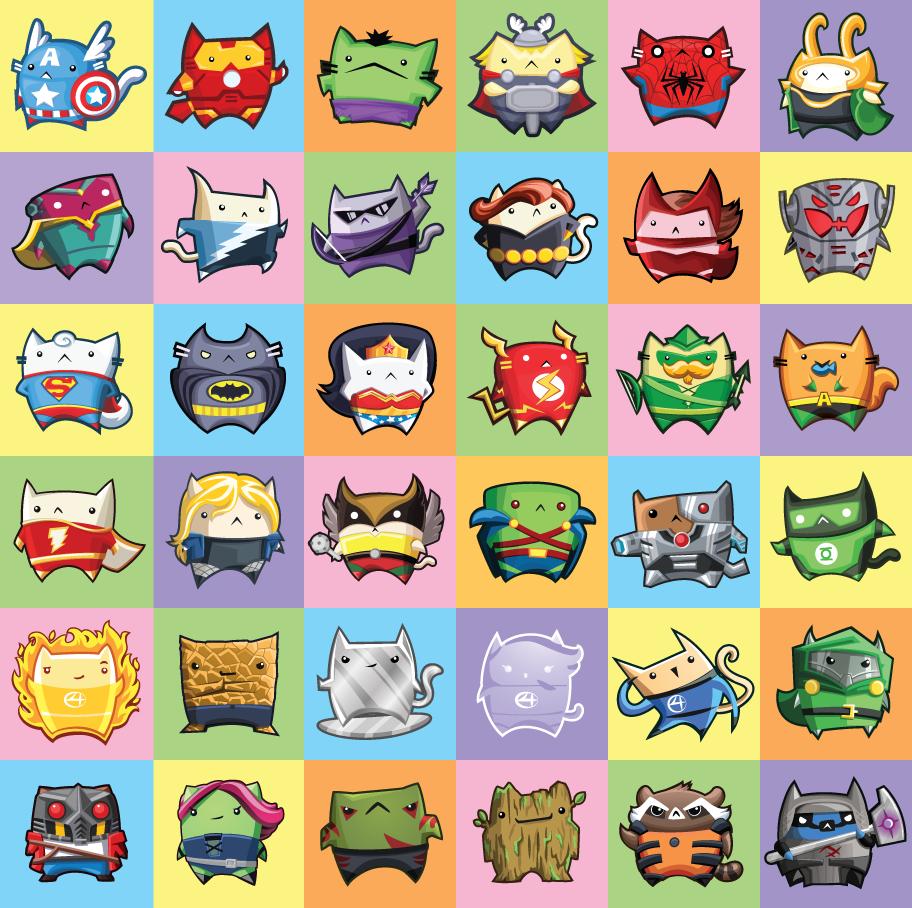A poster of our favorite marvel avengers super hero cats!