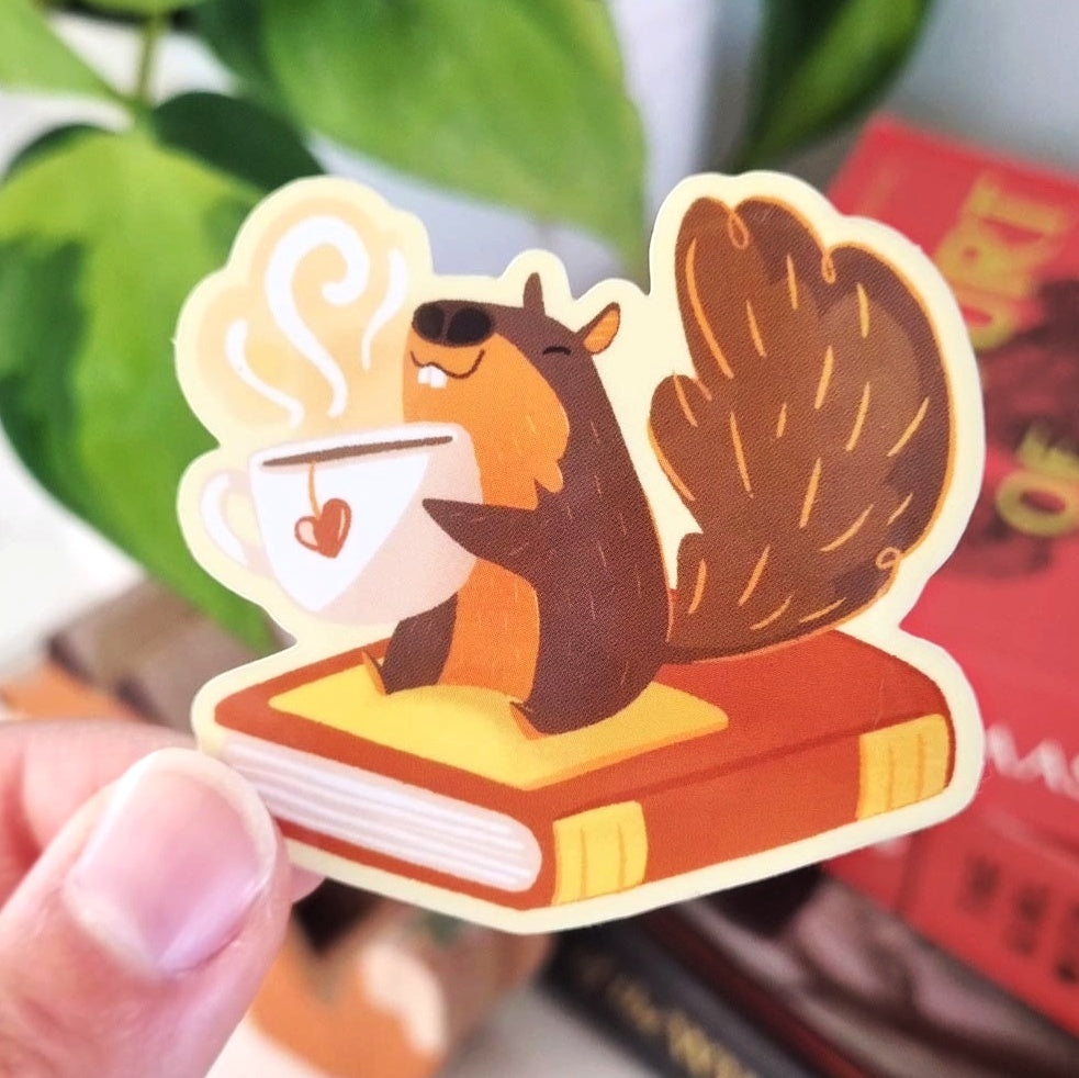 Vinyl sticker - Book club squirrel