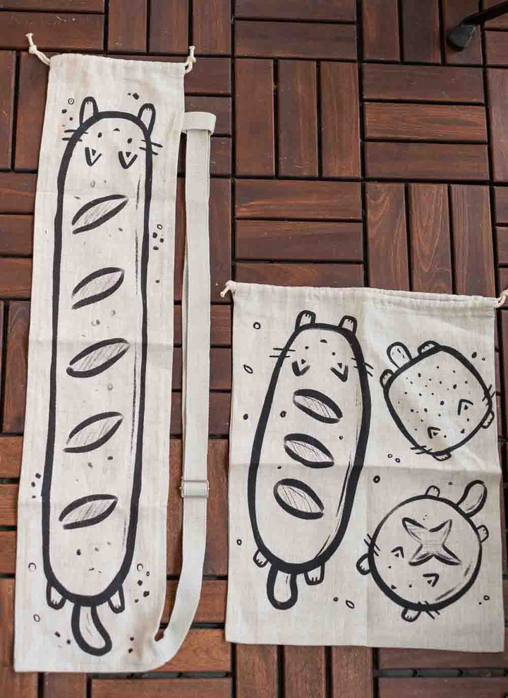 Linen bread bags - Bread cats