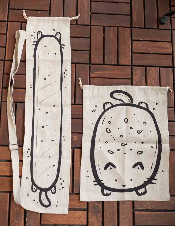 Linen bread bags - Bread cats