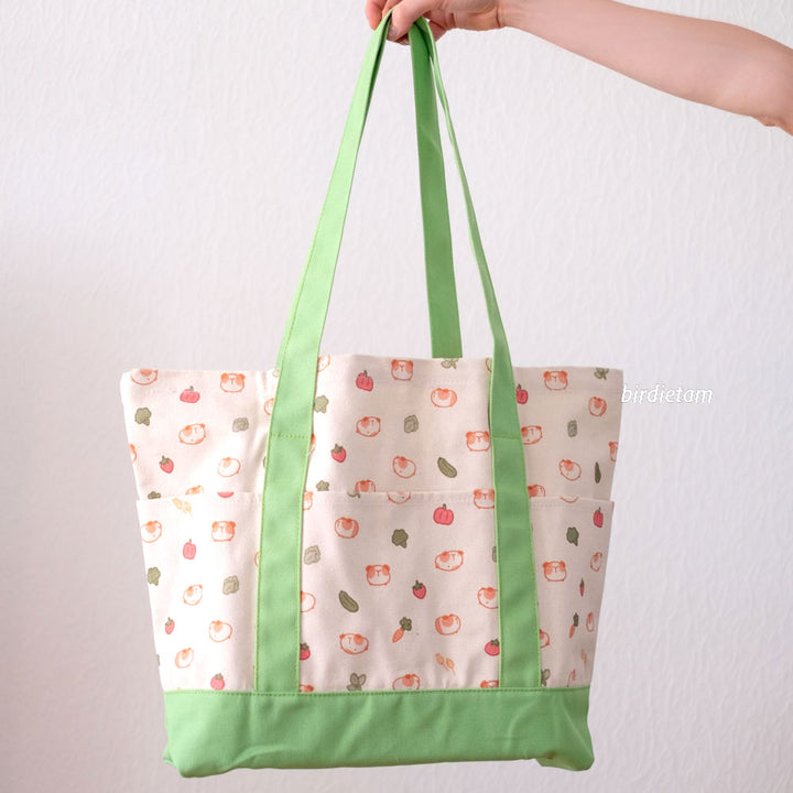 Grocery Tote Bag (Large) - Guinea pig veggies
