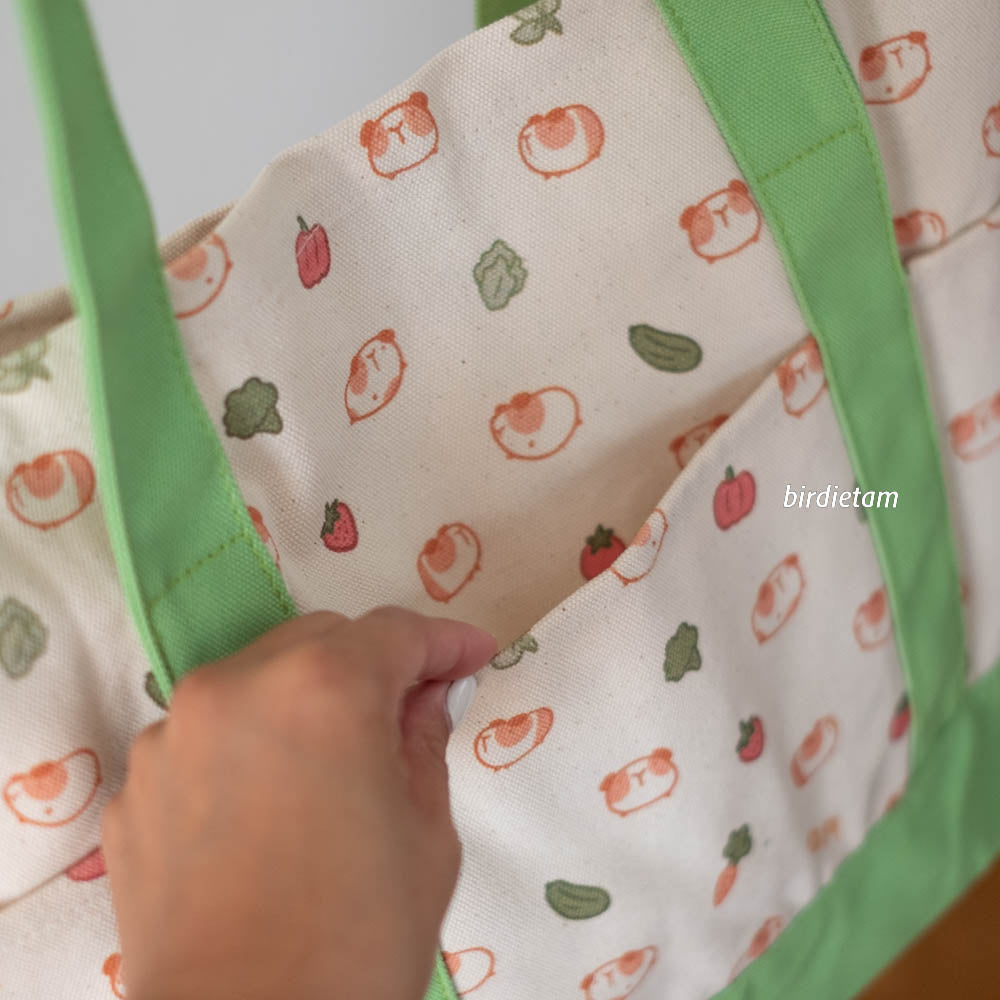 Grocery Tote Bag (Large) - Guinea pig veggies