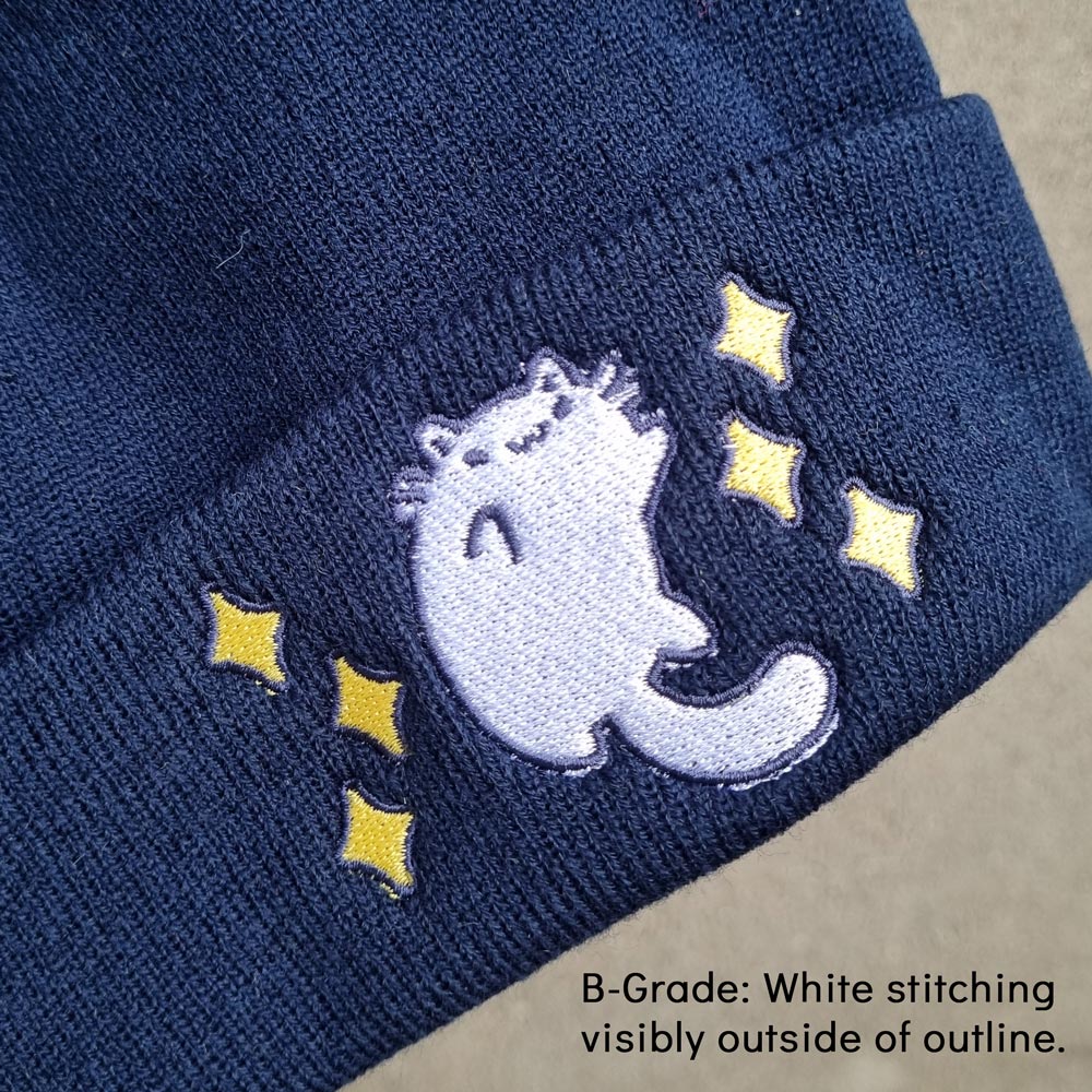 Beanie - Luna cat, navy blue (B-GRADE, FINAL SALE)
