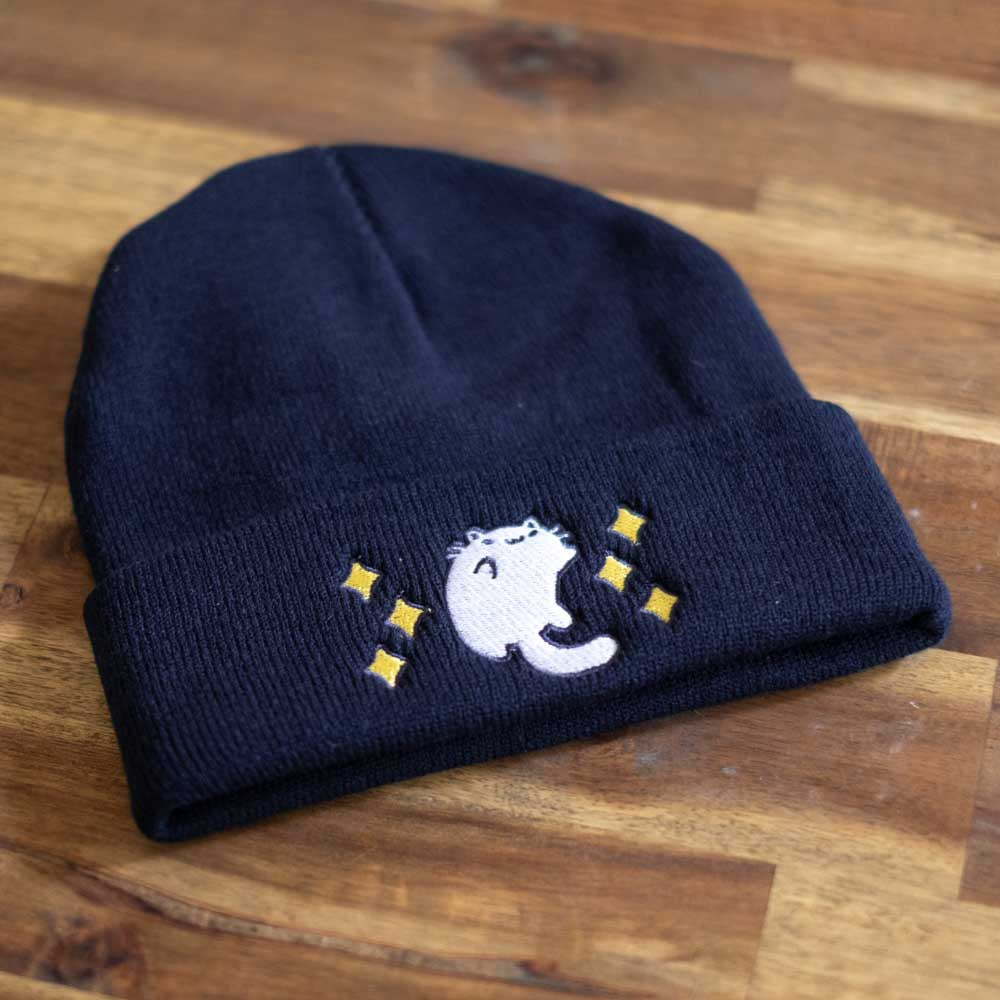 Beanie - Luna cat, navy blue