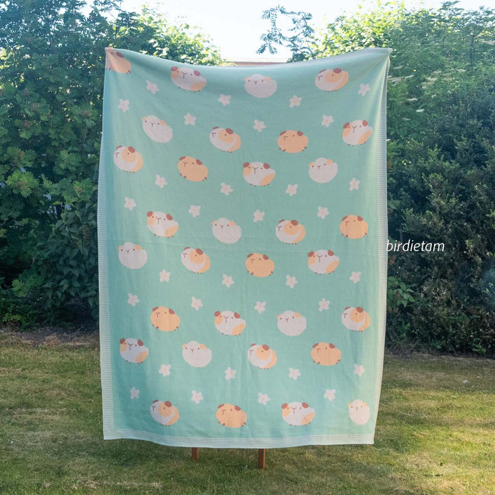 Blanket - Guinea pig meadow 100% cotton (PRE-ORDER, SHIPPED OCT 2026)