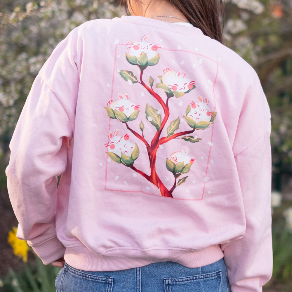 Sweater (crewneck) - Cherry blossom bunnies, pink