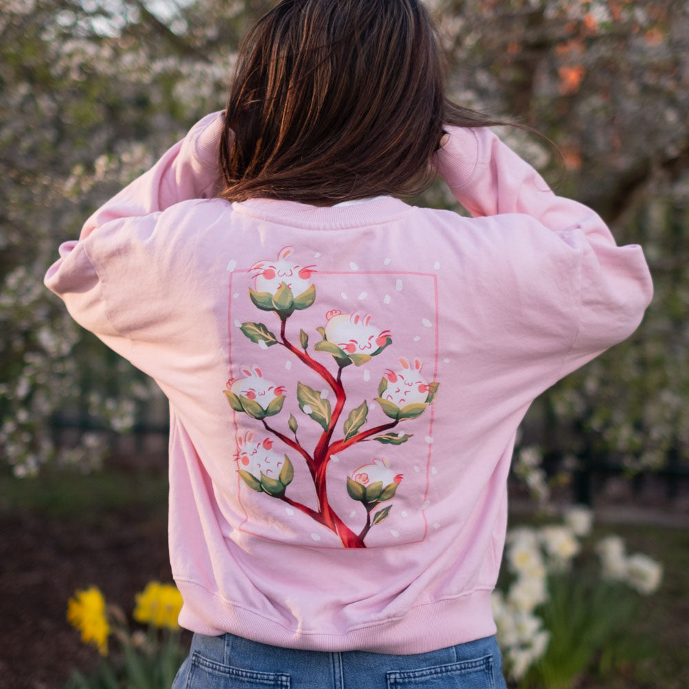 Sweater (crewneck) - Cherry blossom bunnies, pink
