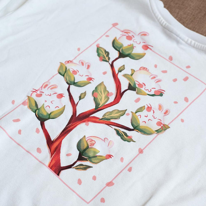 Sweater (crewneck) - Cherry blossom bunnies, white
