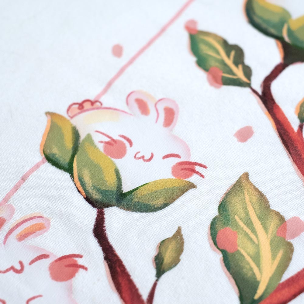 Sweater (crewneck) - Cherry blossom bunnies, white