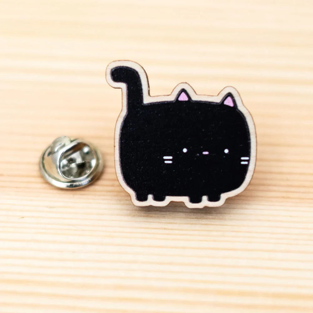 Wooden pin - Cat, black