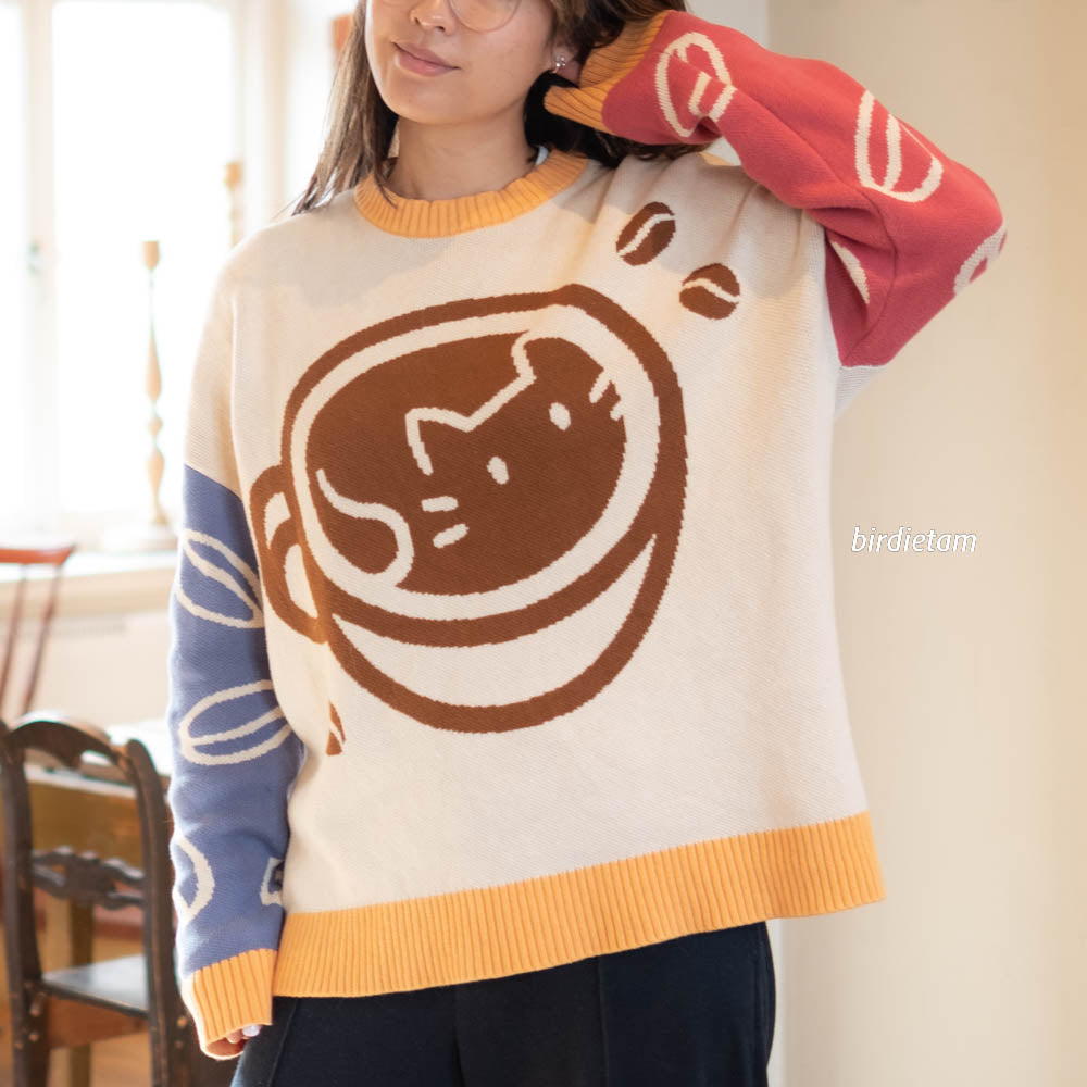 Knit Pullover (oversized) - Catpuccino