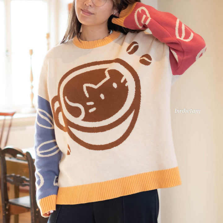 Knit Pullover (oversized) - Catpuccino