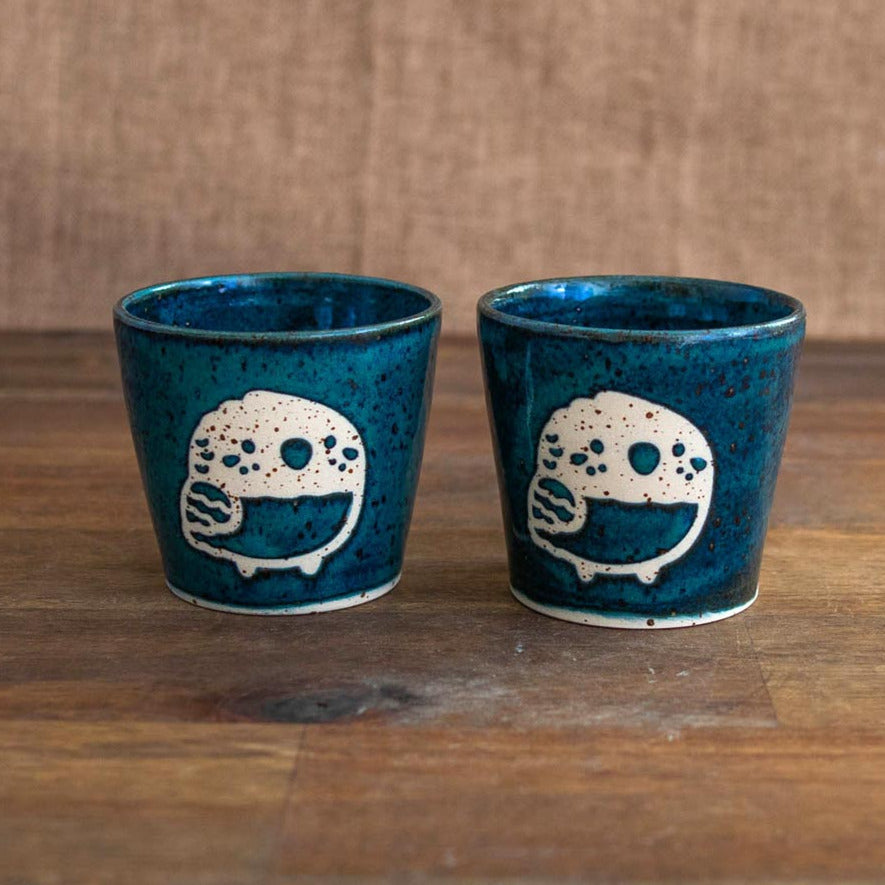 Budgie tea cups (set of 2, blue)