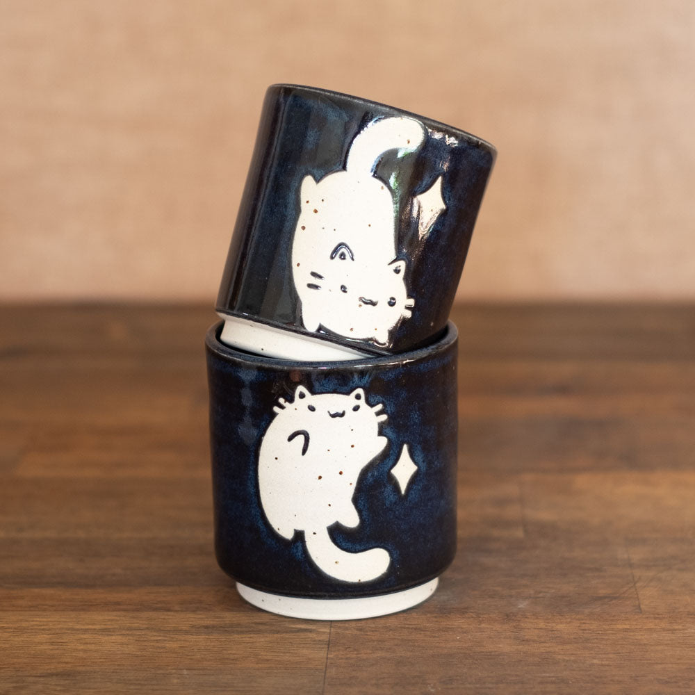 Tea cups, 150 ml - Black Luna cats (set of 2), no. 06