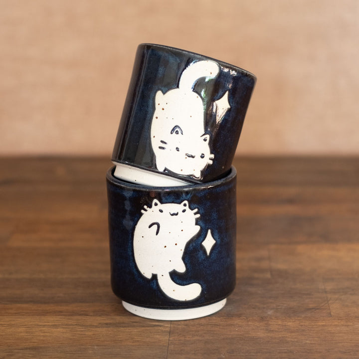 Tea cups, 150 ml - Black Luna cats (set of 2), no. 06