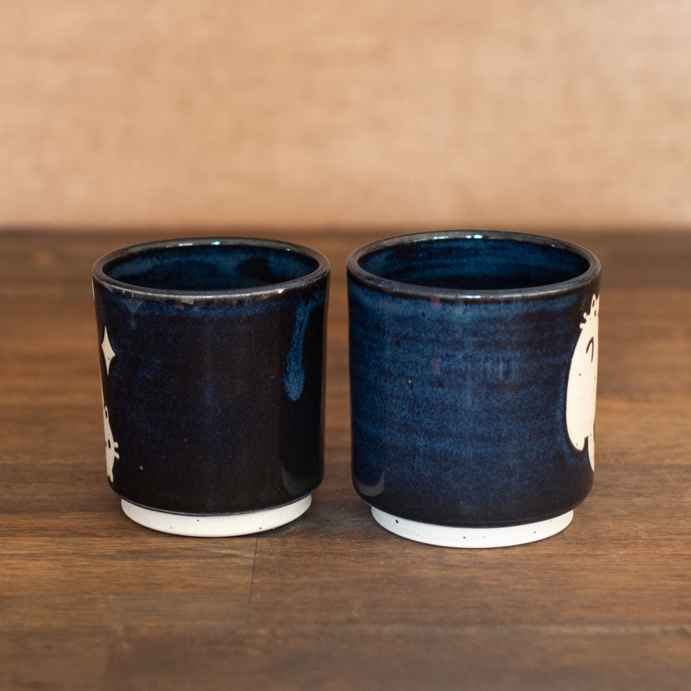 Tea cups, 150 ml - Black Luna cats (set of 2), no. 06