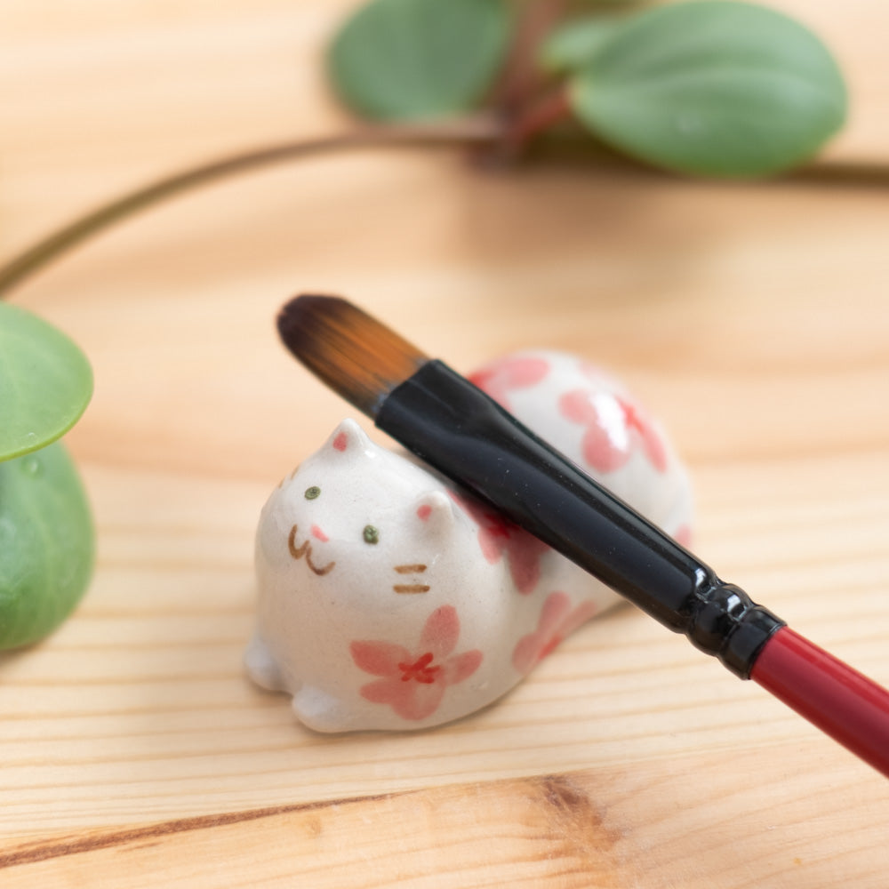 Chopstick rest - Cat, cherry blossoms
