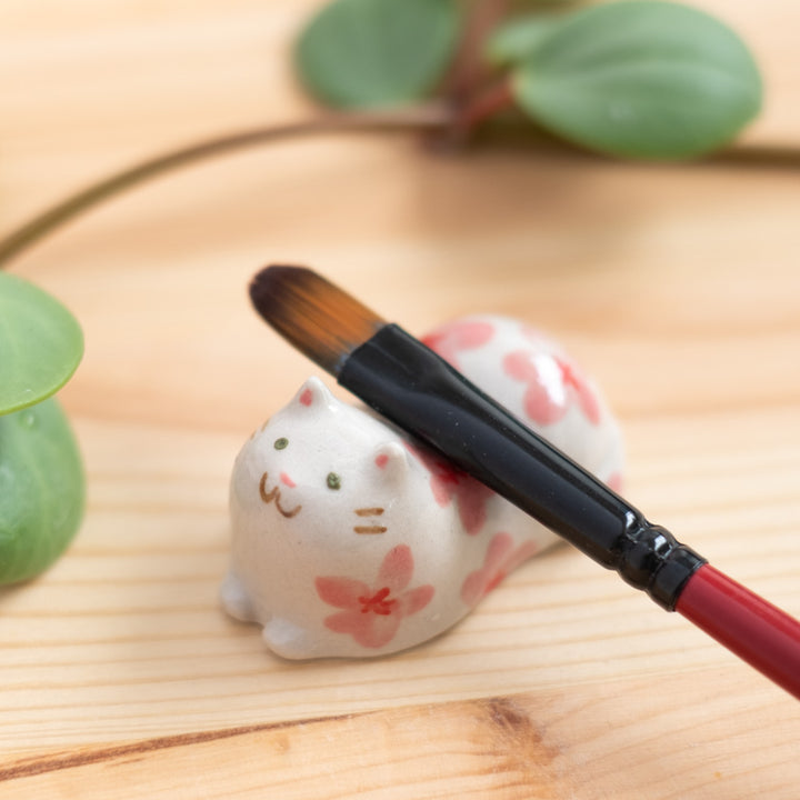 Chopstick rest - Cat, cherry blossoms