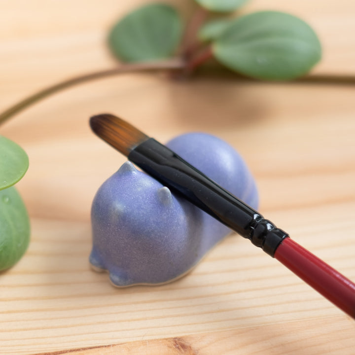 Chopstick rest - Cat, glazed sweet lavender