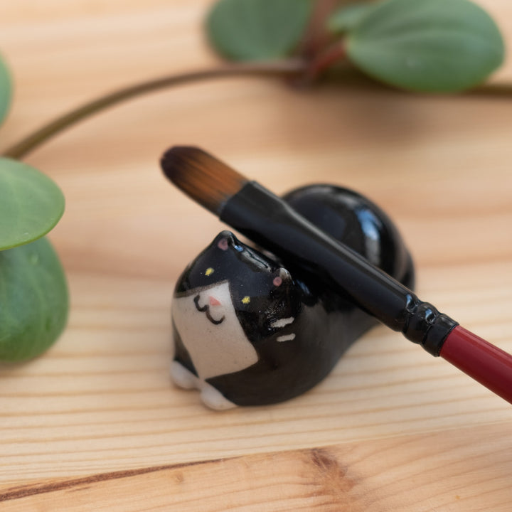 Chopstick rest - Cat, black tuxedo
