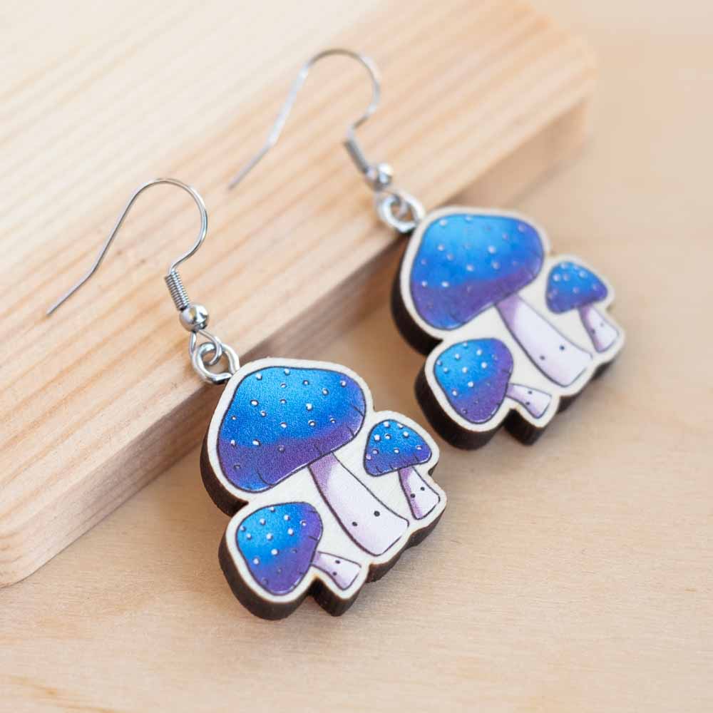 Earrings - Mushroom (cerulean)