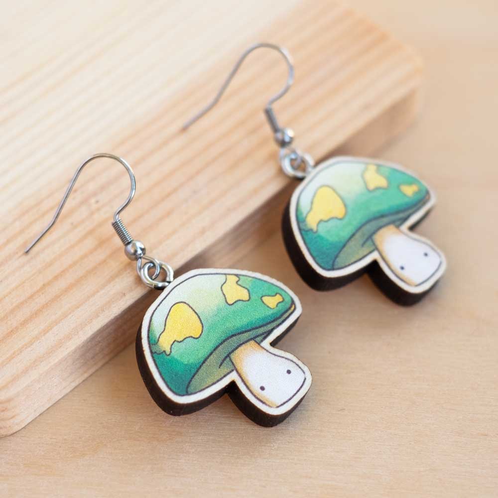 Earrings - Mushroom (emerald)