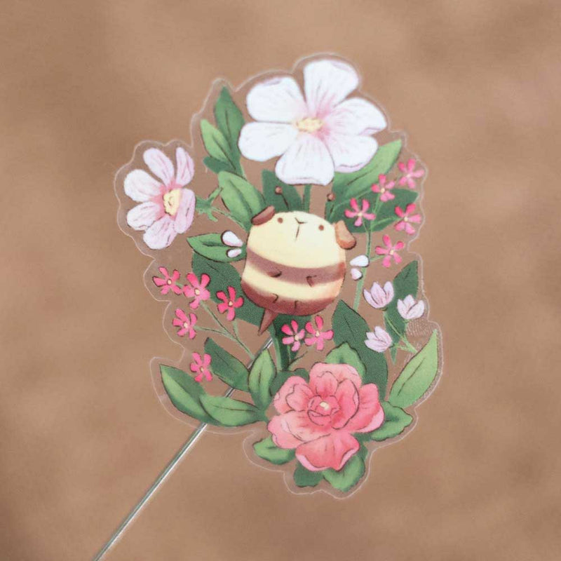 Vinyl sticker (transparent) - Guinea bees and flowers