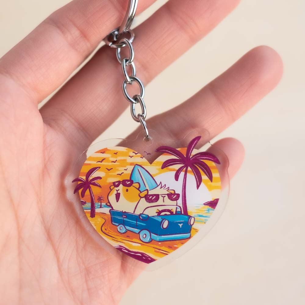 Keychain - Sunset beach, guinea pigs
