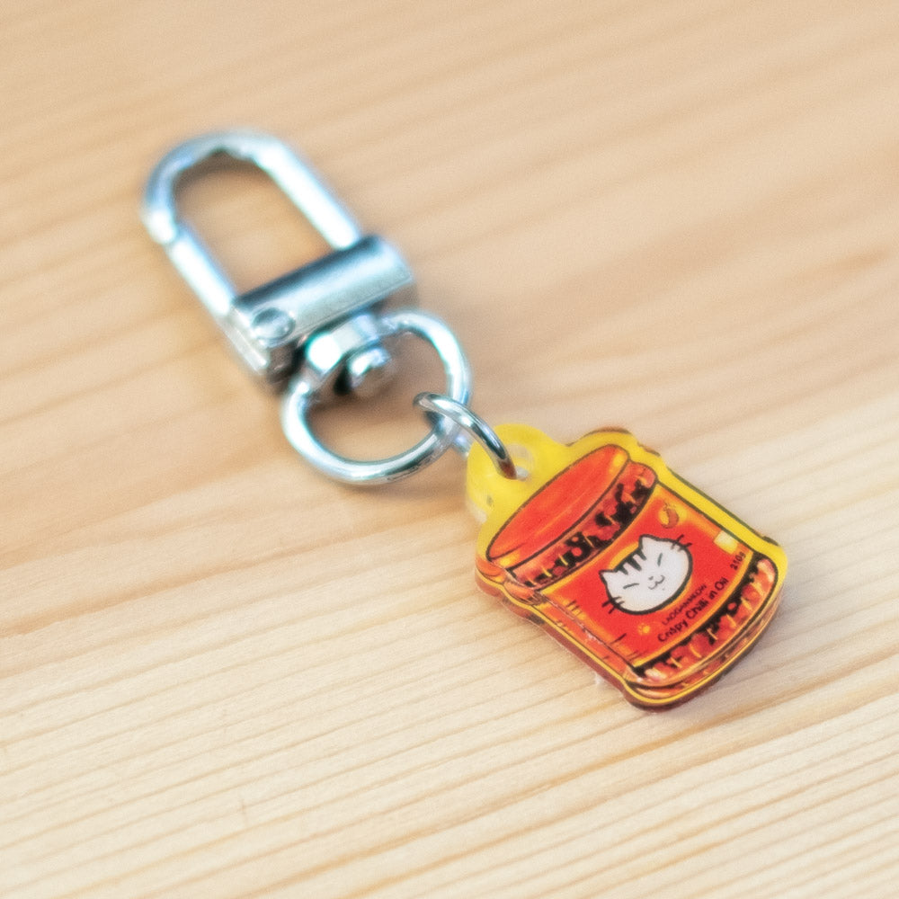 Keychain charm - Chili oil cat