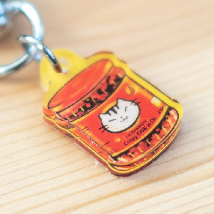 Keychain charm - Chili oil cat