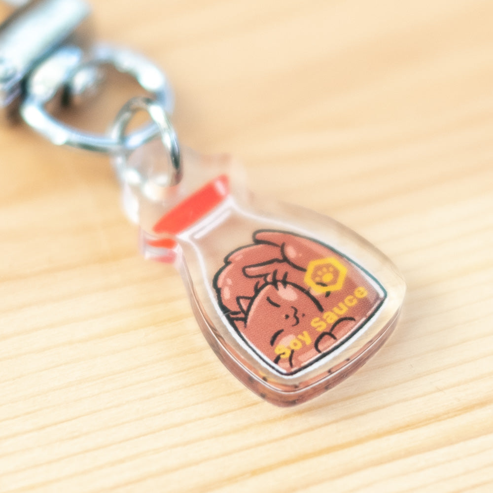 Keychain charm - Soy sauce cat