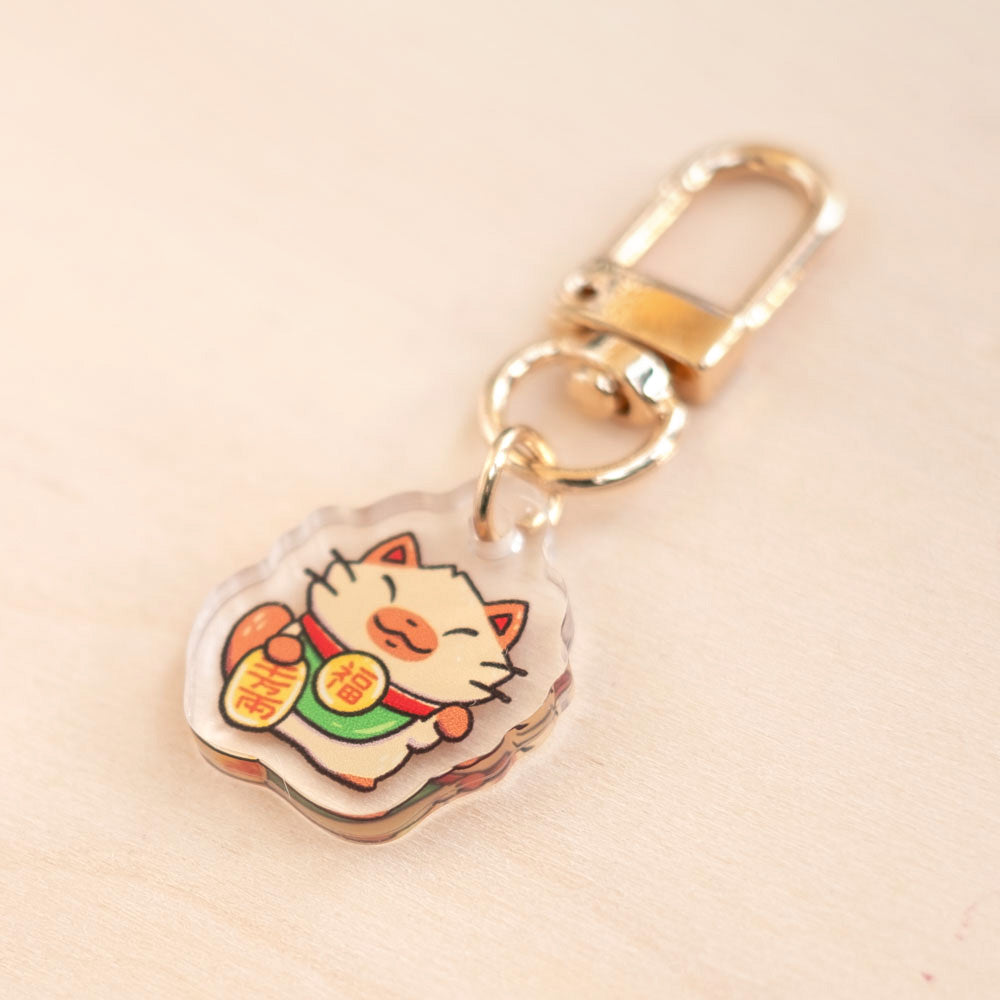 Keychain charm - Lucky cat (siamese)