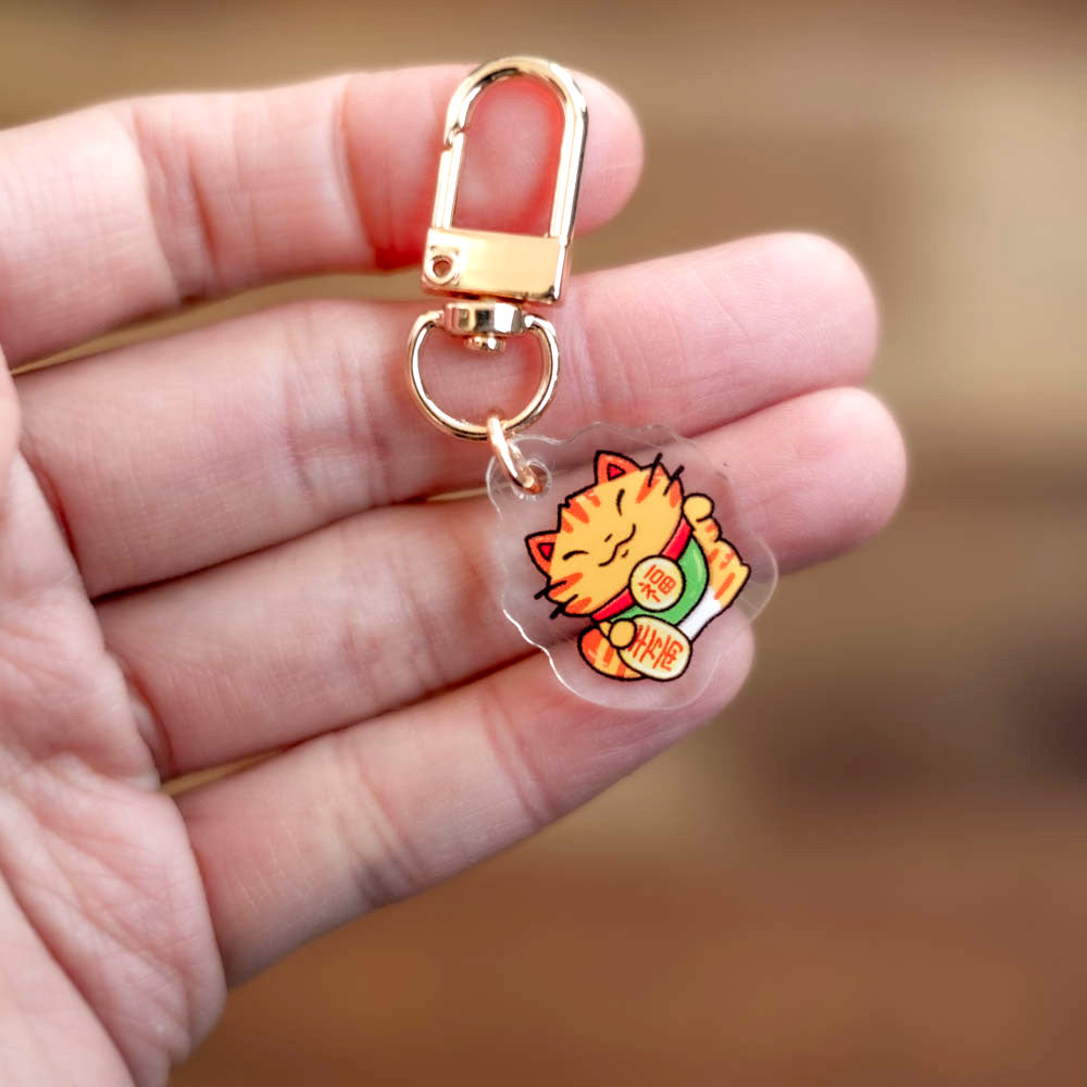 Keychain charm - Lucky cat (orange tabby)