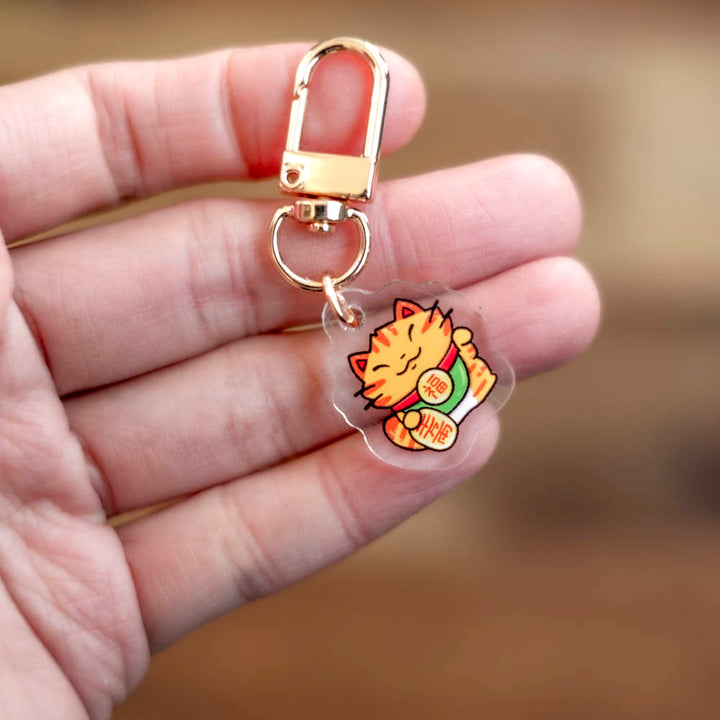 Keychain charm - Lucky cat (orange tabby)