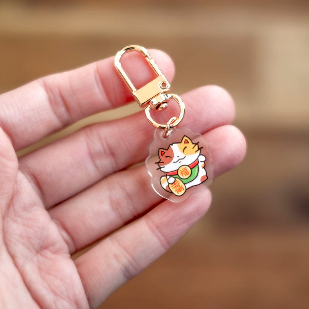Keychain charm - Lucky cat (calico)