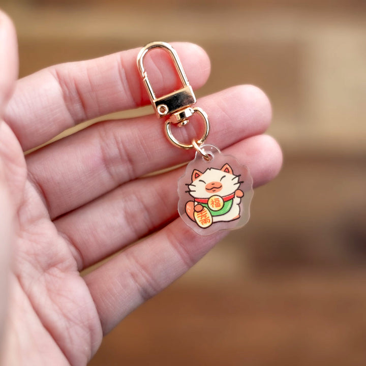 Keychain charm - Lucky cat (siamese)