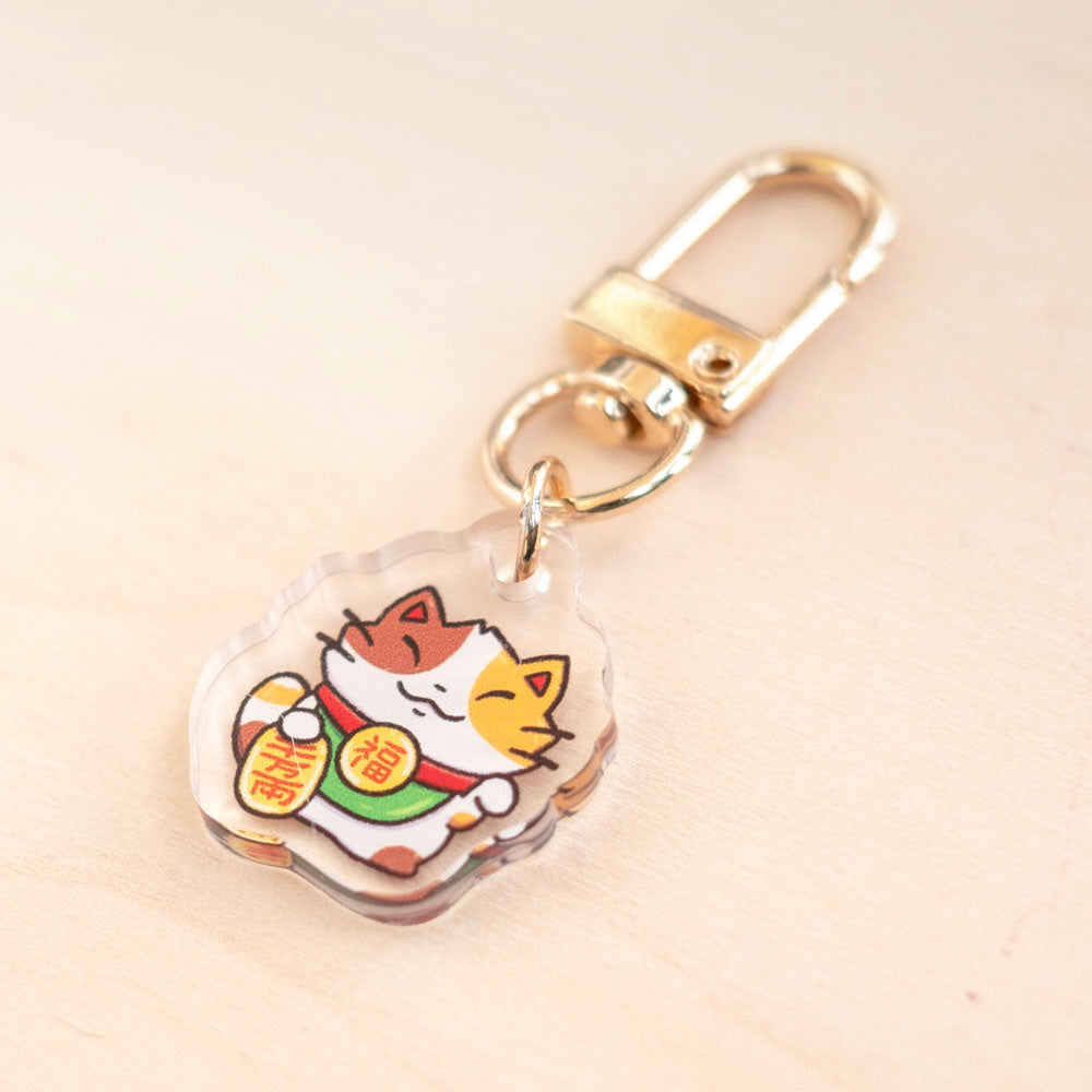 Keychain charm - Lucky cat (calico)
