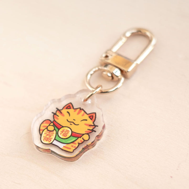 Keychain charm - Lucky cat (orange tabby)