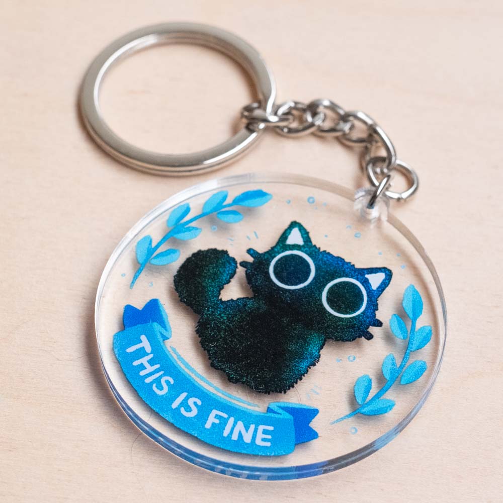 Keychain - This is fine cat