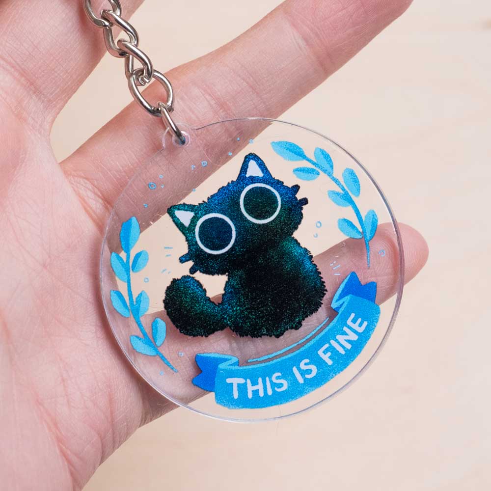 Keychain - This is fine cat