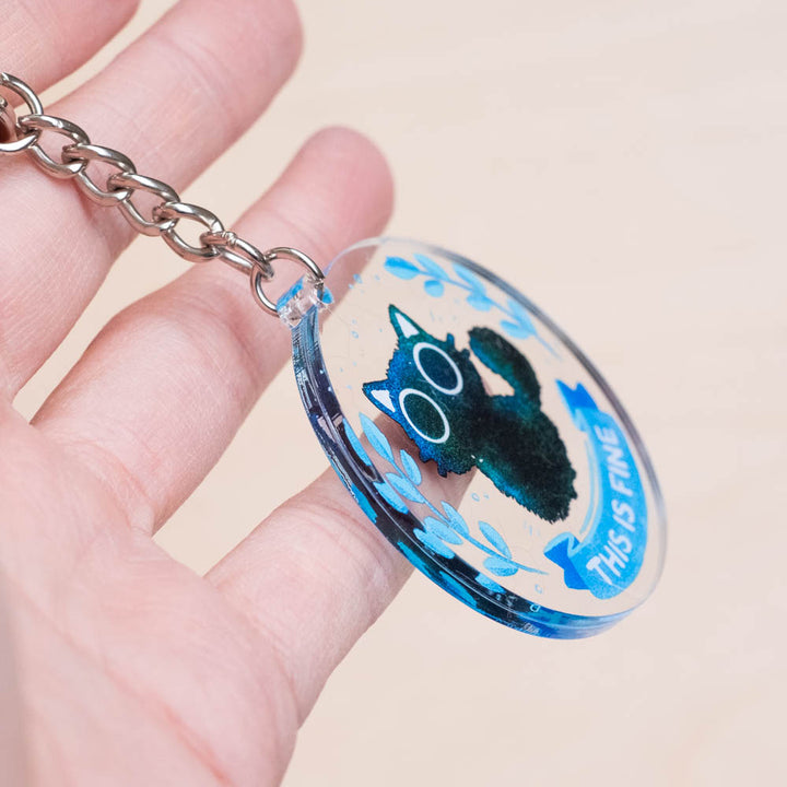 Keychain - This is fine cat