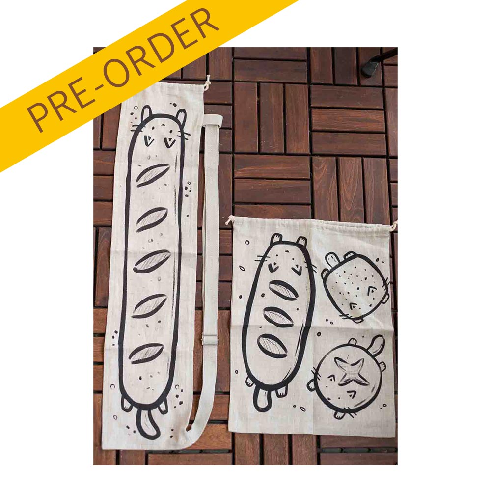 Linen bread bags (PRE-ORDER, round 2) - Bread cats, shipped in November