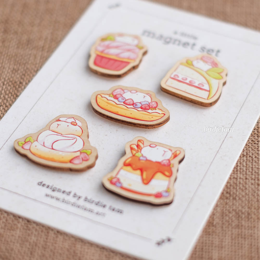 Magnet set - Guinea pig desserts (Wholesale preorder, coming JAN 2027)