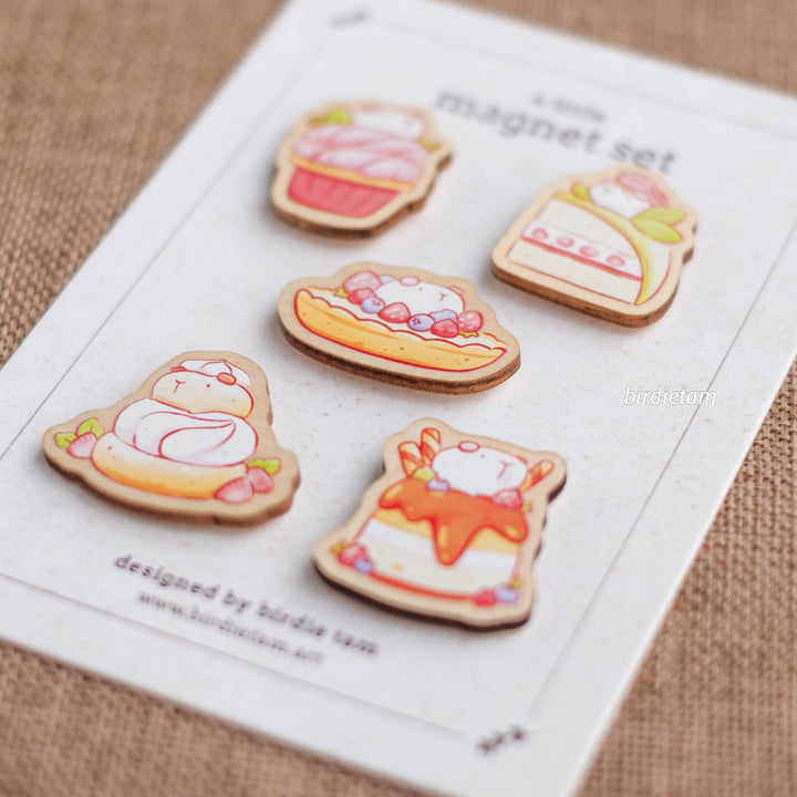 Magnet set - Guinea pig desserts (Wholesale preorder, coming JAN 2027)