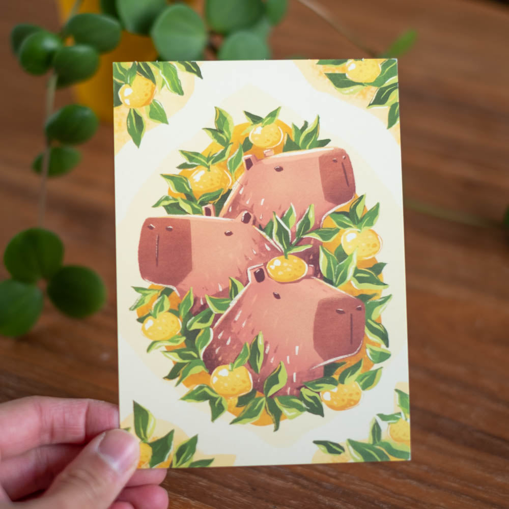 Postcard - Capybaras and yuzu