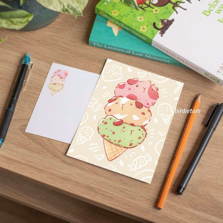 Postcard - Guinea pig ice cream