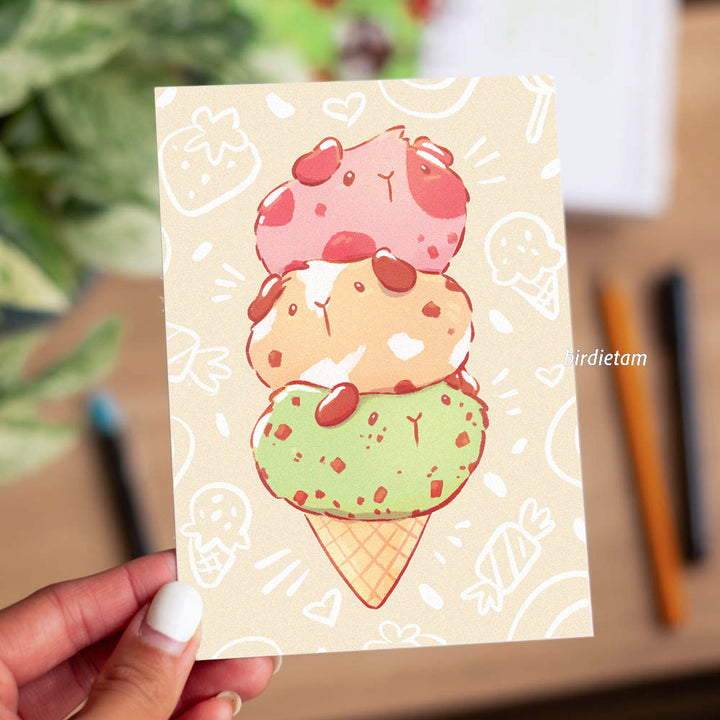 Postcard - Guinea pig ice cream