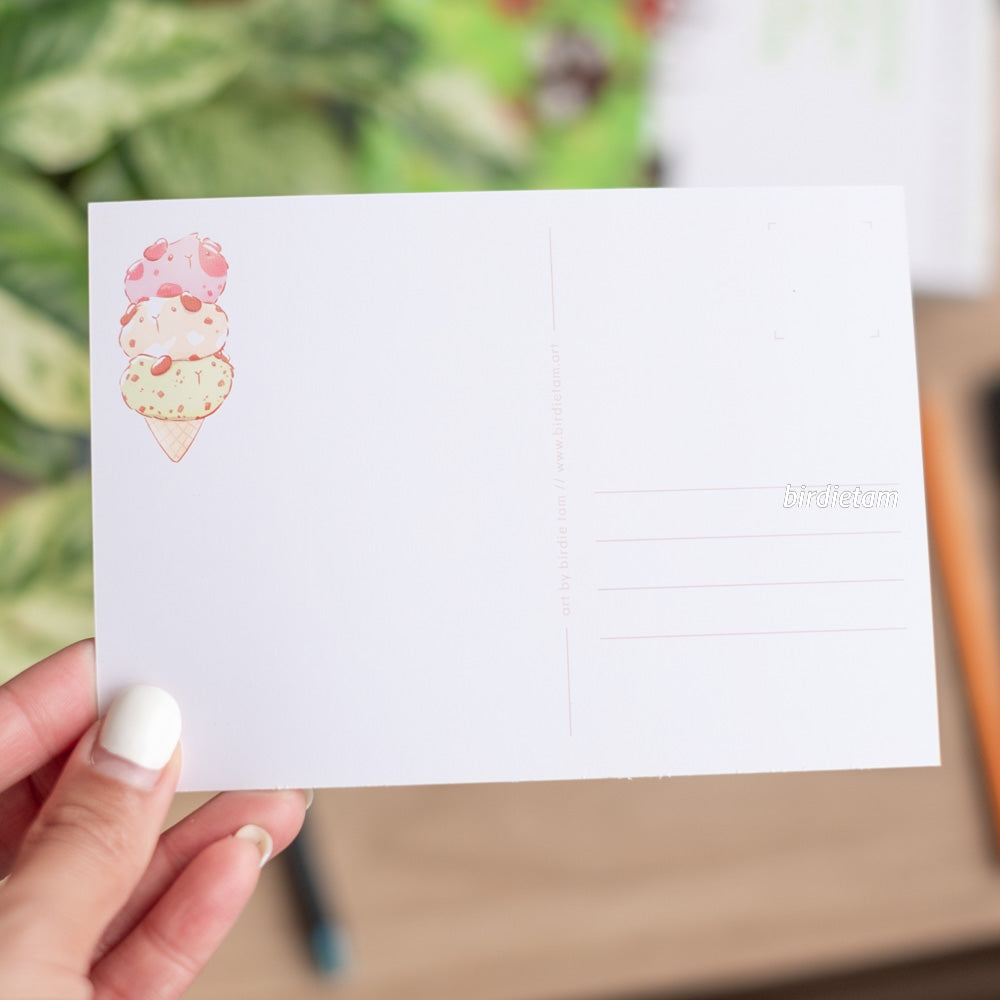 Postcard - Guinea pig ice cream