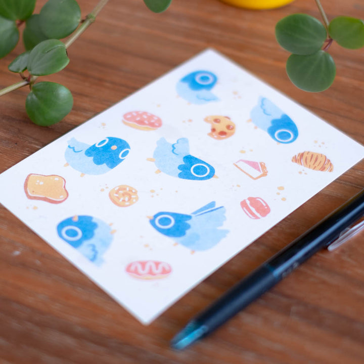 Postcard - Pigeons & pastries