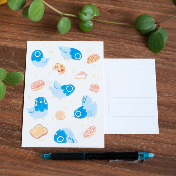 Postcard - Pigeons & pastries
